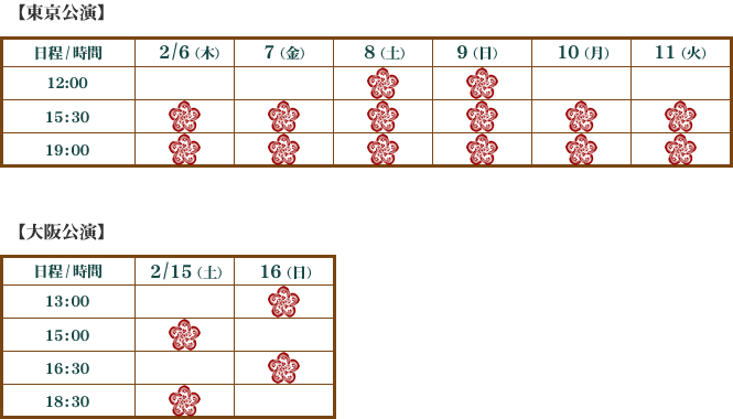 公演時間表